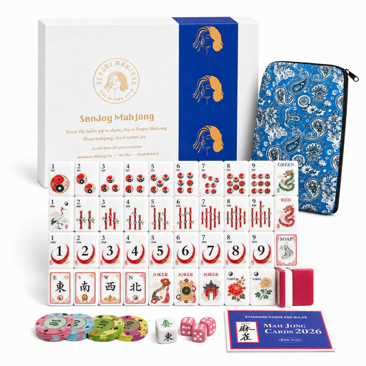 **Red Bagua American Mahjong Set – 160 Tiles | Senjoy Mahjong**