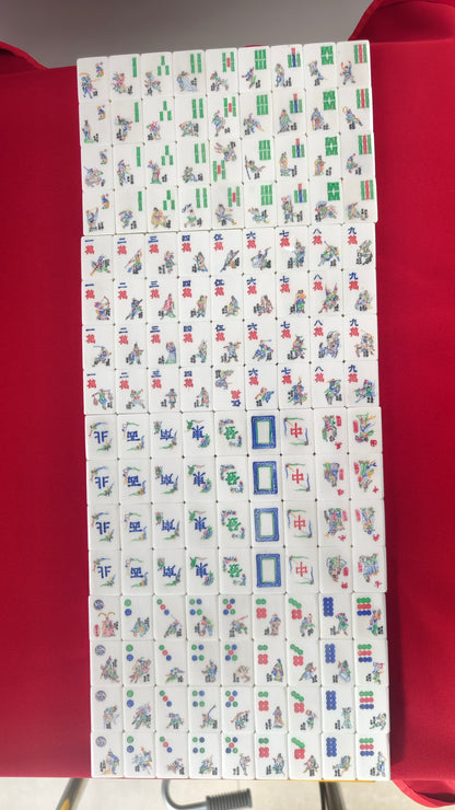 **Heirloom Hand-Painted Bovine Bone Mahjong Set – Artisan Made**