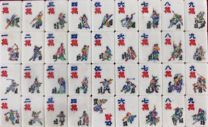 **Heirloom Hand-Painted Bovine Bone Mahjong Set – Artisan Made**