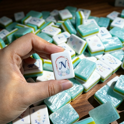 **The Serene Tide Line American Mahjong Set – Seafoam Swirl, 160 Tiles**