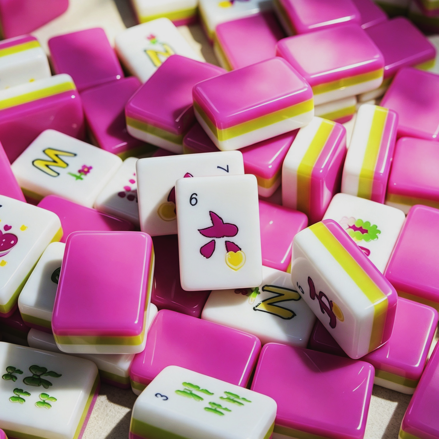 **The Sweetheart Summer Line American Mahjong Set – Fuchsia & Lime, 160 Tiles**
