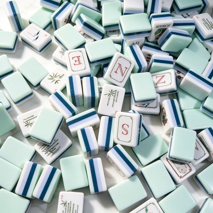 **The Jade Garden Line American Mahjong Set – Mint & Ivory, 160 Tiles**