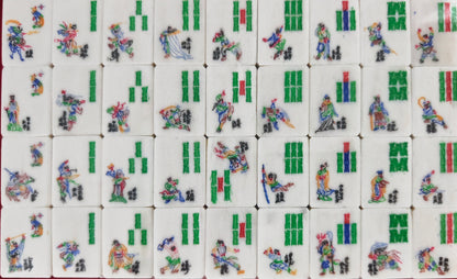 **Heirloom Hand-Painted Bovine Bone Mahjong Set – Artisan Made**