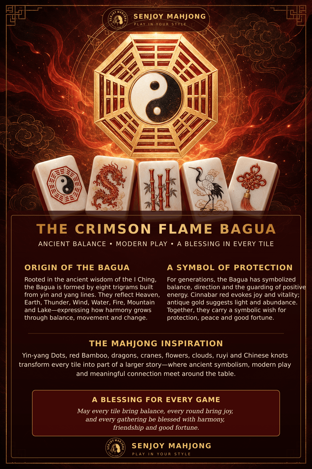 **Red Bagua American Mahjong Set – 160 Tiles | Senjoy Mahjong**