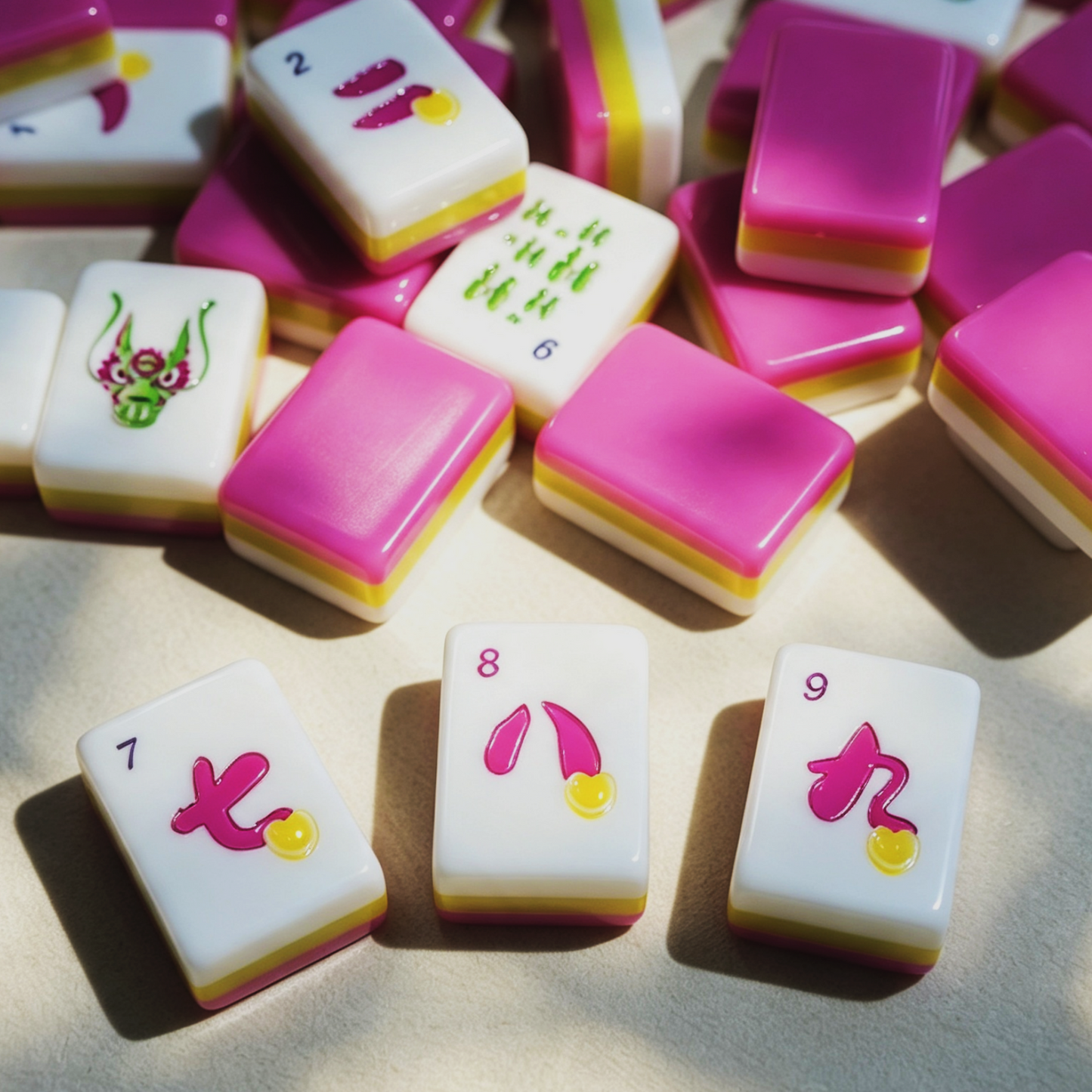 **The Sweetheart Summer Line American Mahjong Set – Fuchsia & Lime, 160 Tiles**