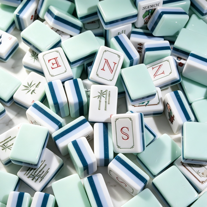**The Jade Garden Line American Mahjong Set – Mint & Ivory, 160 Tiles**
