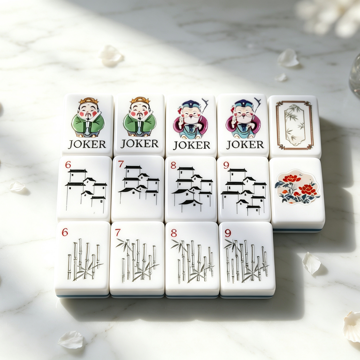 **The Jade Garden Line American Mahjong Set – Mint & Ivory, 160 Tiles**