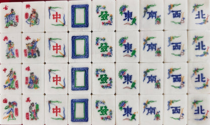 **Heirloom Hand-Painted Bovine Bone Mahjong Set – Artisan Made**