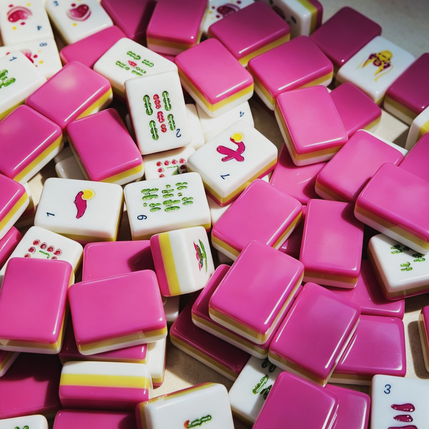 **The Sweetheart Summer Line American Mahjong Set – Fuchsia & Lime, 160 Tiles**
