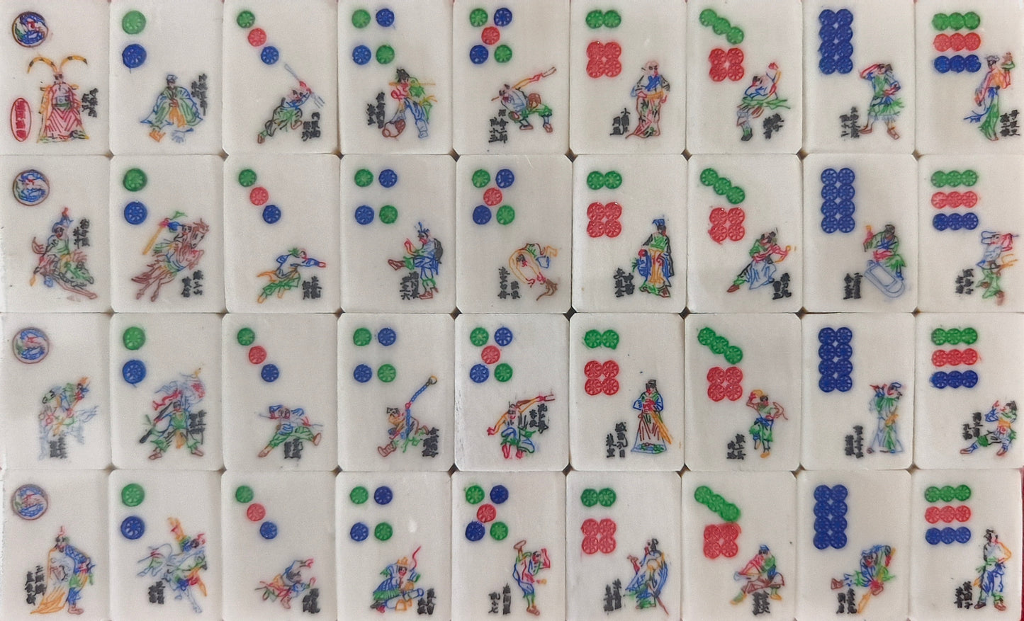 **Heirloom Hand-Painted Bovine Bone Mahjong Set – Artisan Made**
