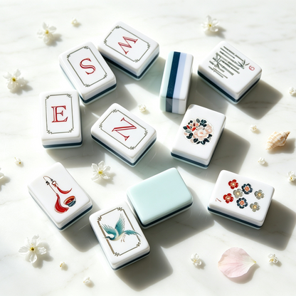 **The Jade Garden Line American Mahjong Set – Mint & Ivory, 160 Tiles**