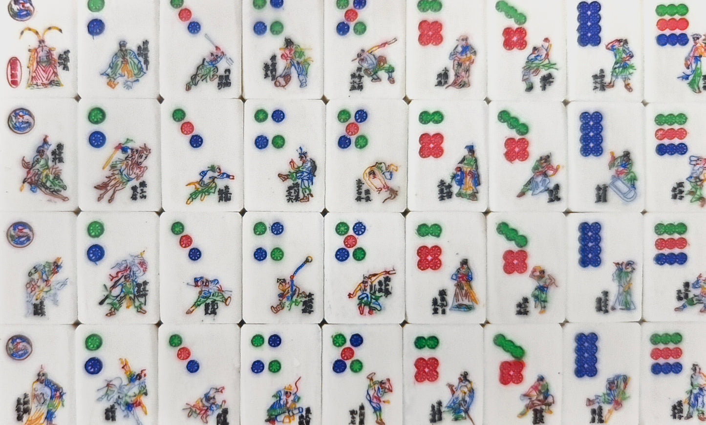 **Heirloom Hand-Painted Bovine Bone Mahjong Set – Artisan Made**