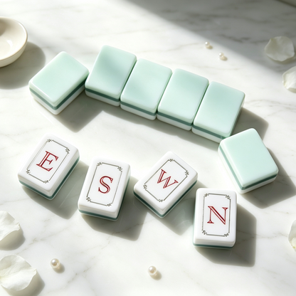 **The Jade Garden Line American Mahjong Set – Mint & Ivory, 160 Tiles**