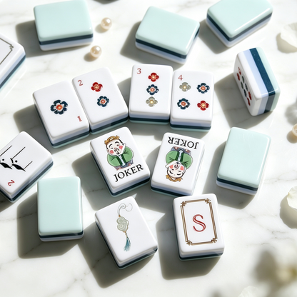 **The Jade Garden Line American Mahjong Set – Mint & Ivory, 160 Tiles**