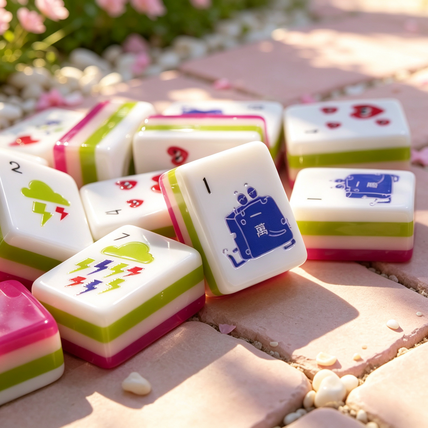 **The Pop Love Collection American Mahjong Set – Strawberry Pink, 160 Tiles**