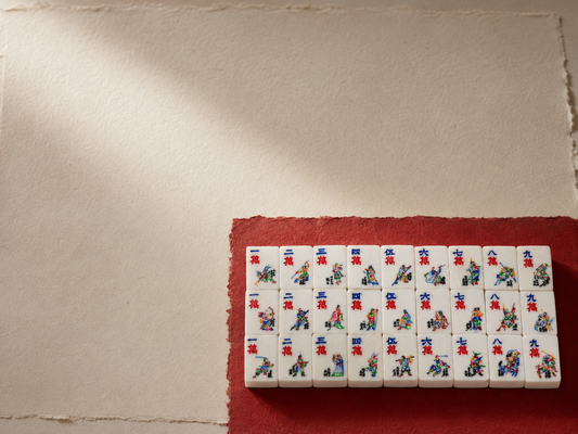 **Heirloom Hand-Painted Bovine Bone Mahjong Set – Artisan Made**