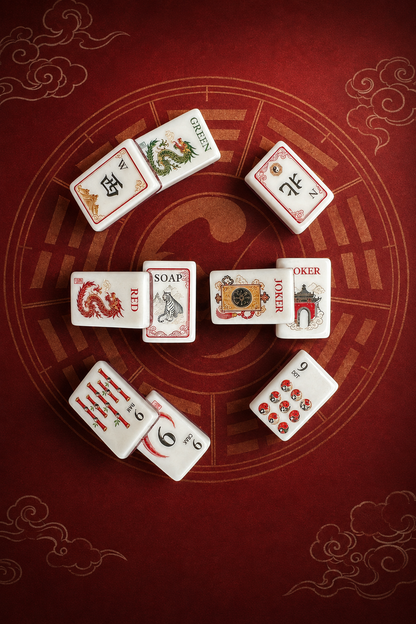 **Red Bagua American Mahjong Set – 160 Tiles | Senjoy Mahjong**