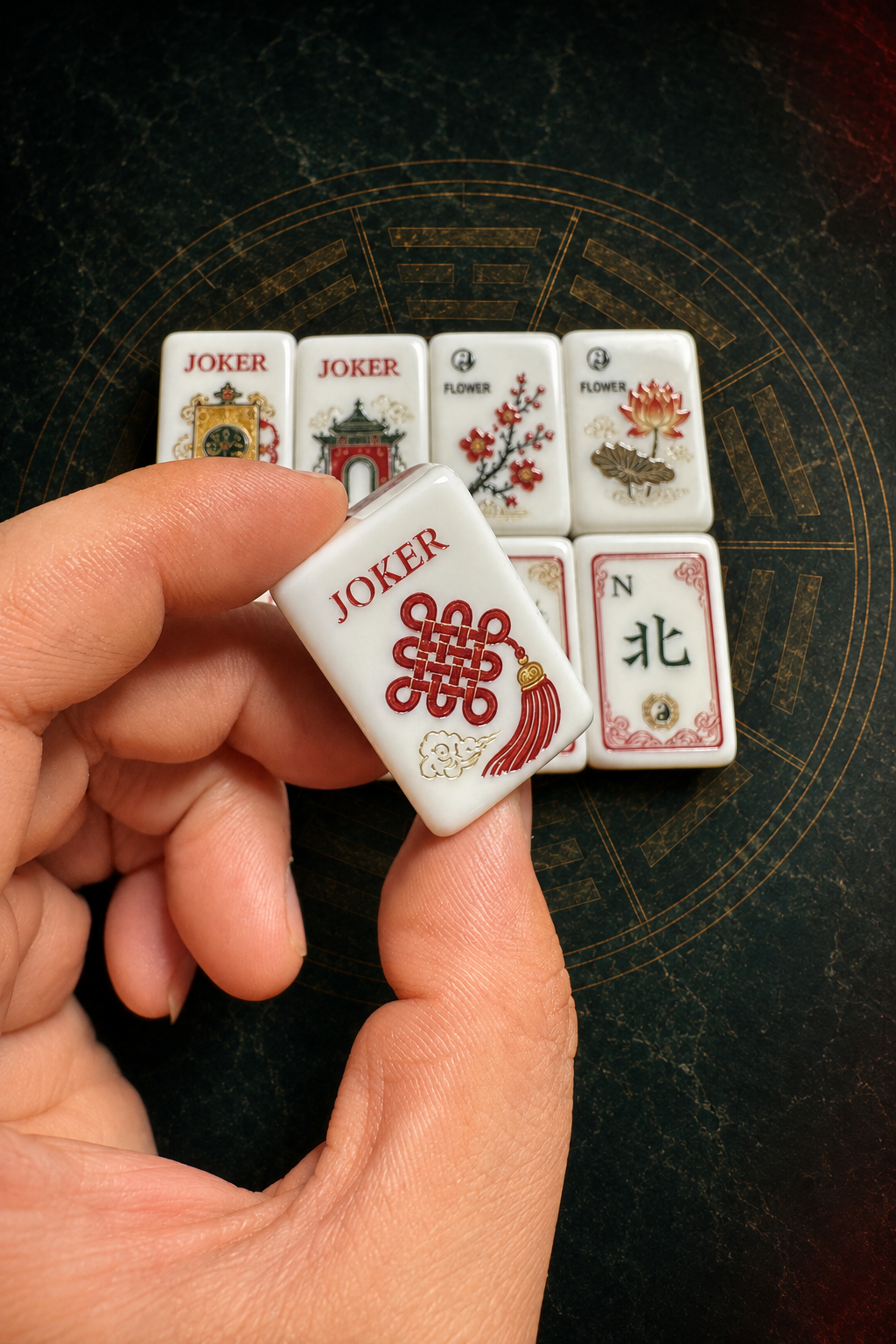 **Red Bagua American Mahjong Set – 160 Tiles | Senjoy Mahjong**