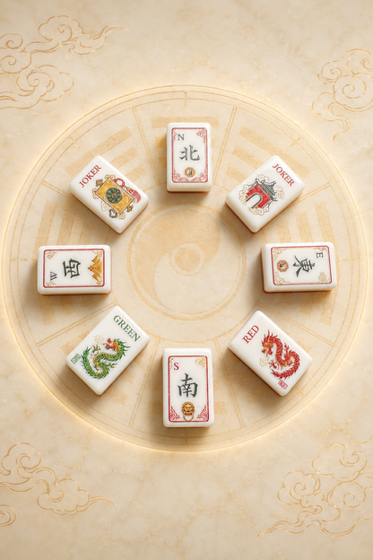**Red Bagua American Mahjong Set – 160 Tiles | Senjoy Mahjong**