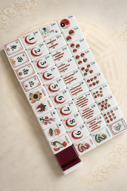 **Red Bagua American Mahjong Set – 160 Tiles | Senjoy Mahjong**