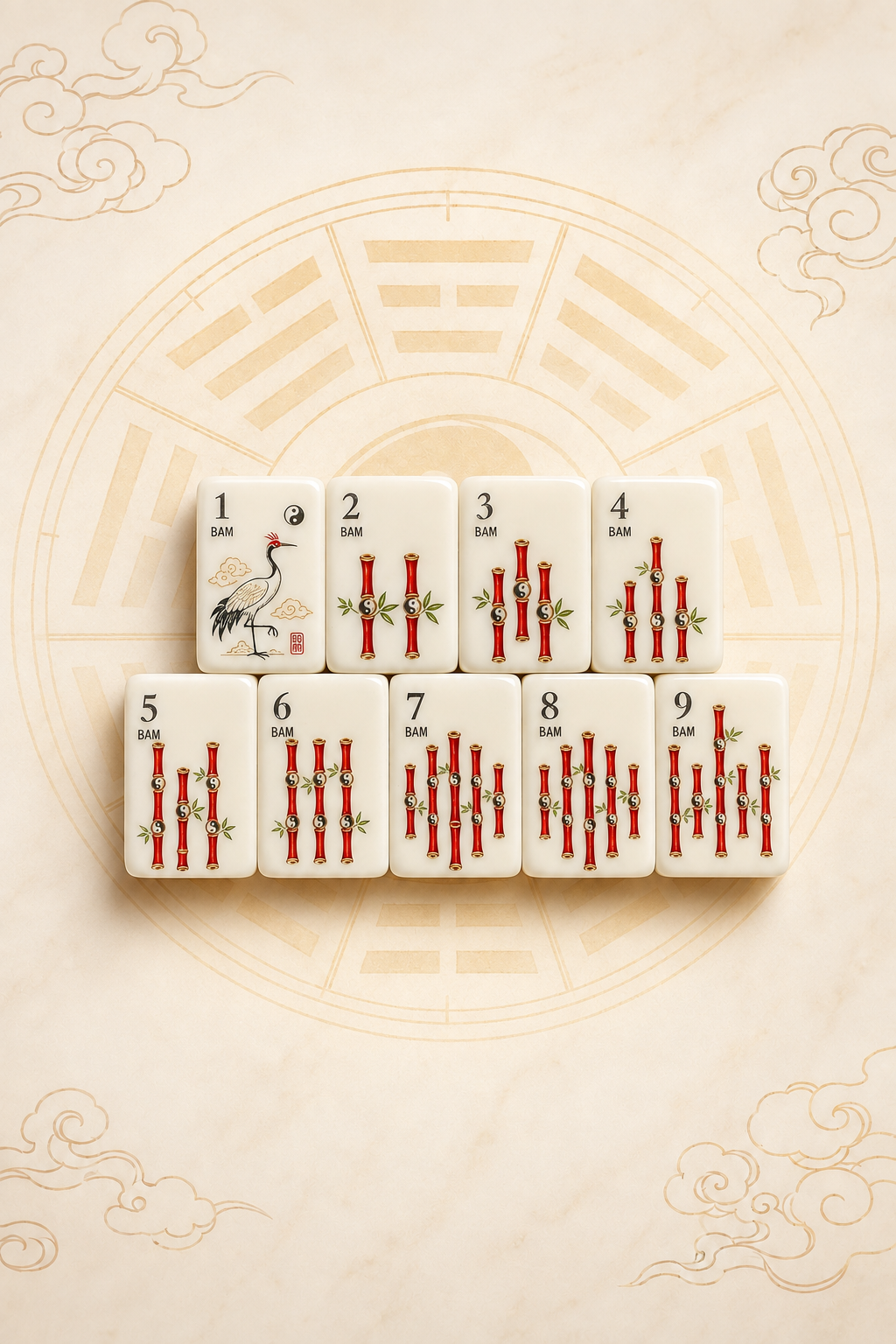 **Red Bagua American Mahjong Set – 160 Tiles | Senjoy Mahjong**