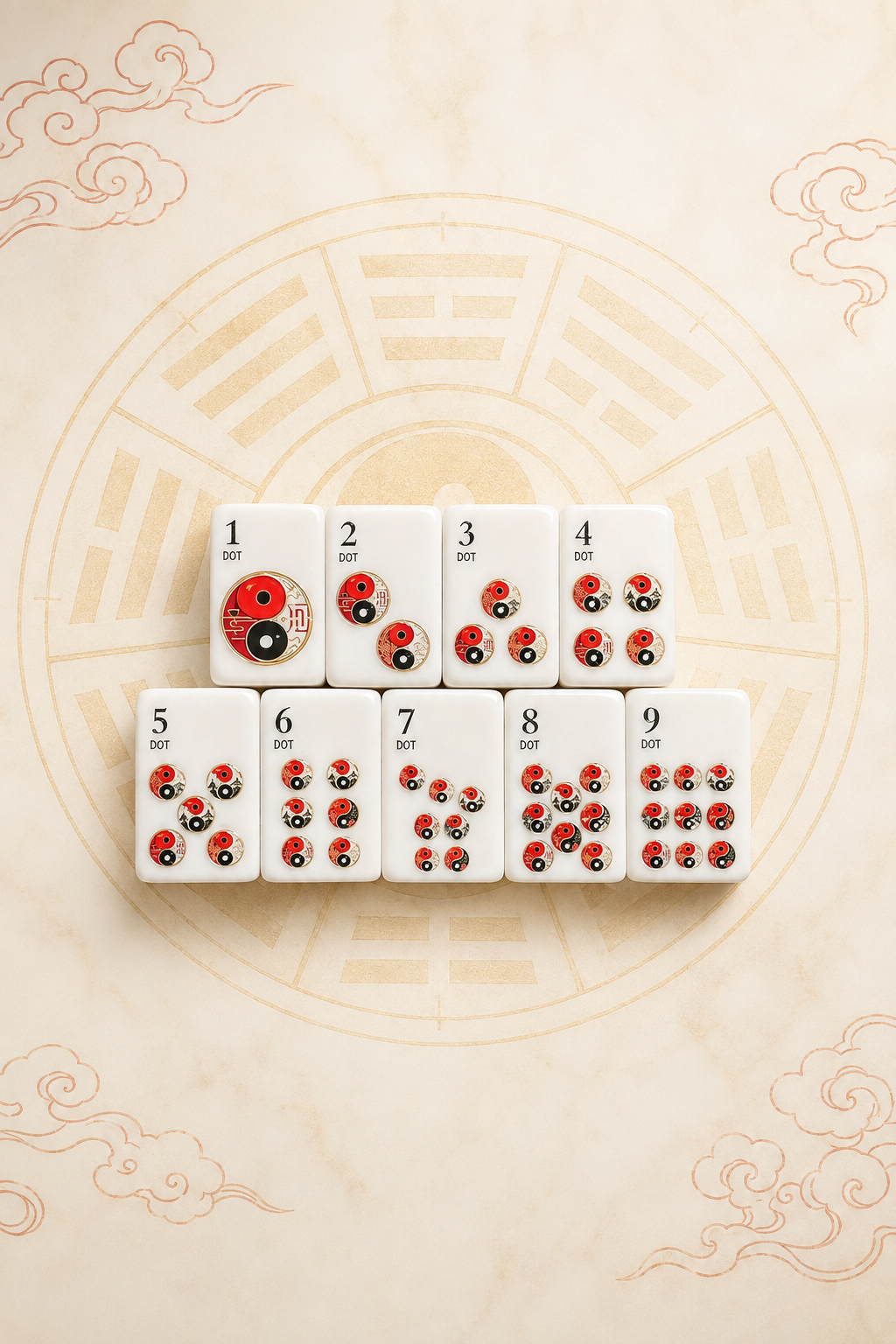 **Red Bagua American Mahjong Set – 160 Tiles | Senjoy Mahjong**