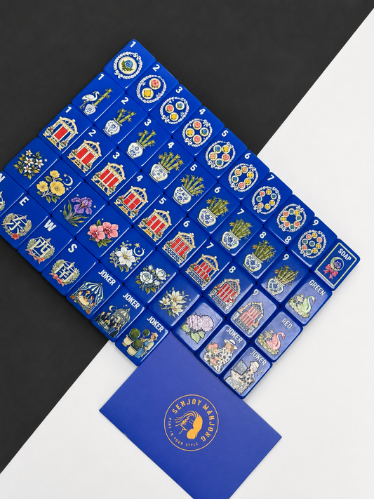 **The Cobalt Garden Collection American Mahjong Set – Cobalt Blue, 160 Tiles**