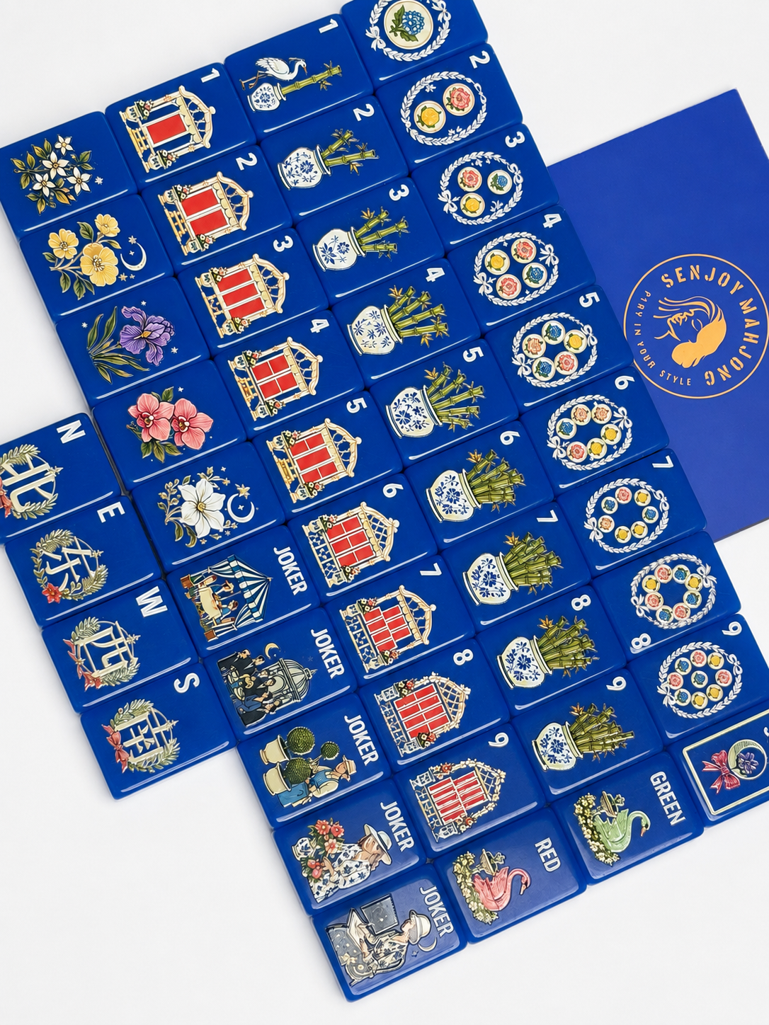 **The Cobalt Garden Collection American Mahjong Set – Cobalt Blue, 160 Tiles**