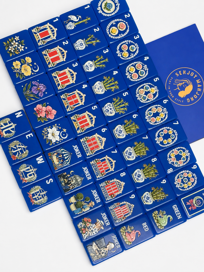 **The Cobalt Garden Collection American Mahjong Set – Cobalt Blue, 160 Tiles**