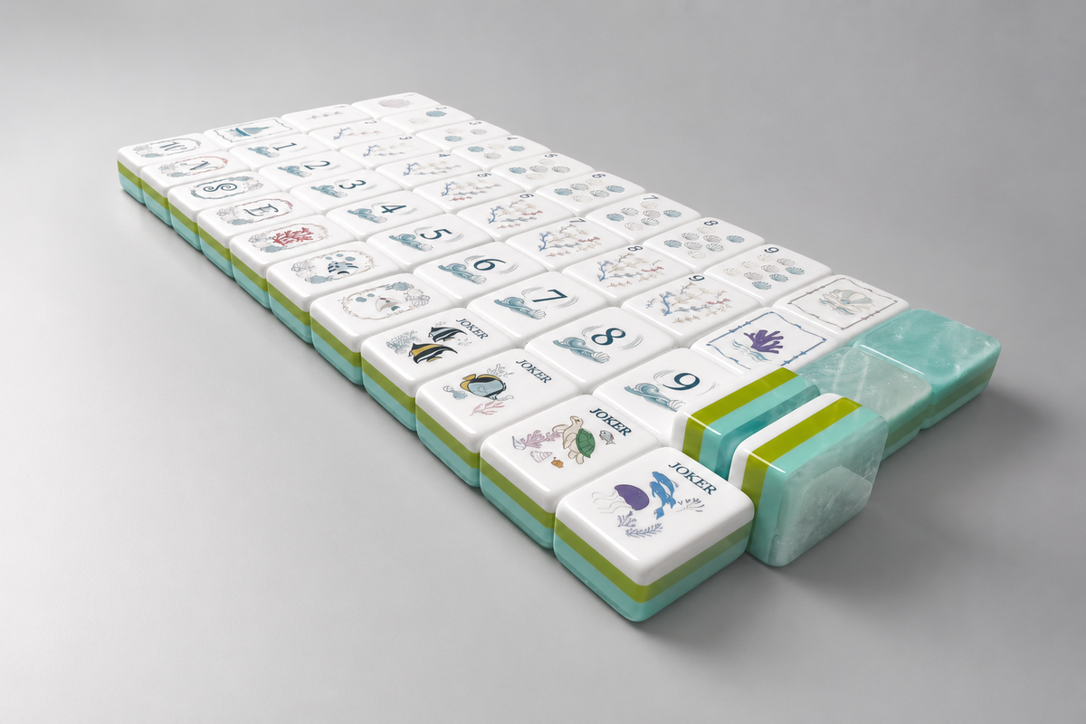 **The Serene Tide Line American Mahjong Set – Seafoam Swirl, 160 Tiles**