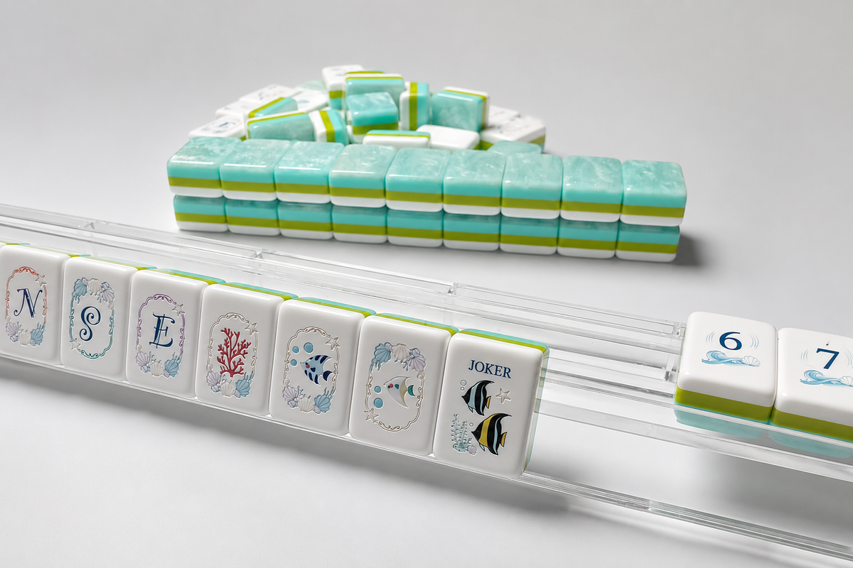 **The Serene Tide Line American Mahjong Set – Seafoam Swirl, 160 Tiles**
