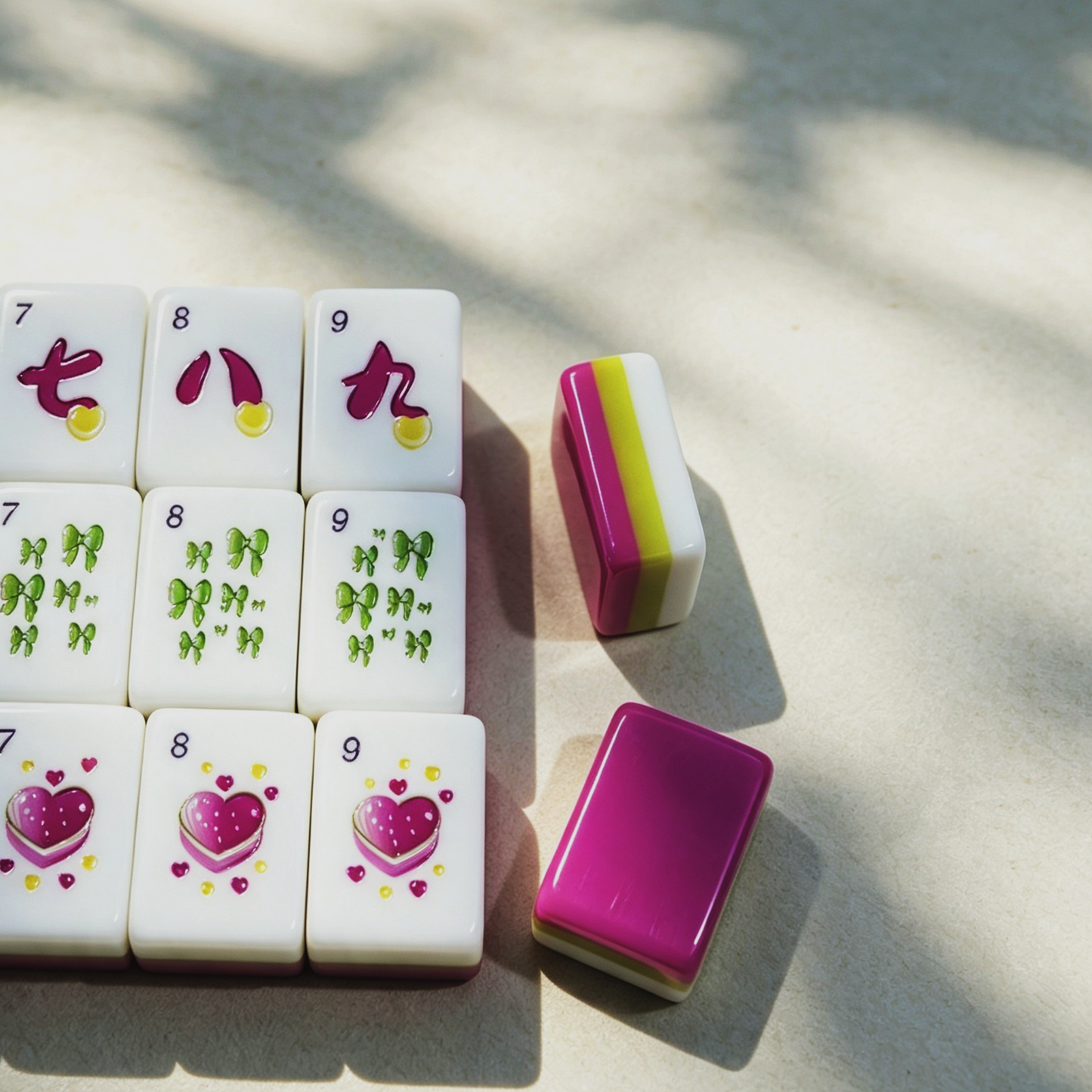 **The Sweetheart Summer Line American Mahjong Set – Fuchsia & Lime, 160 Tiles**