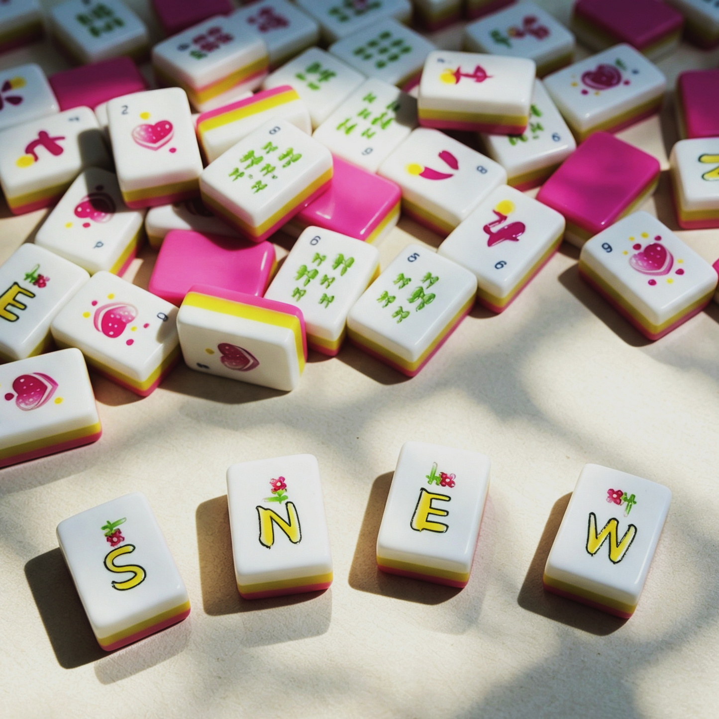 **The Sweetheart Summer Line American Mahjong Set – Fuchsia & Lime, 160 Tiles**