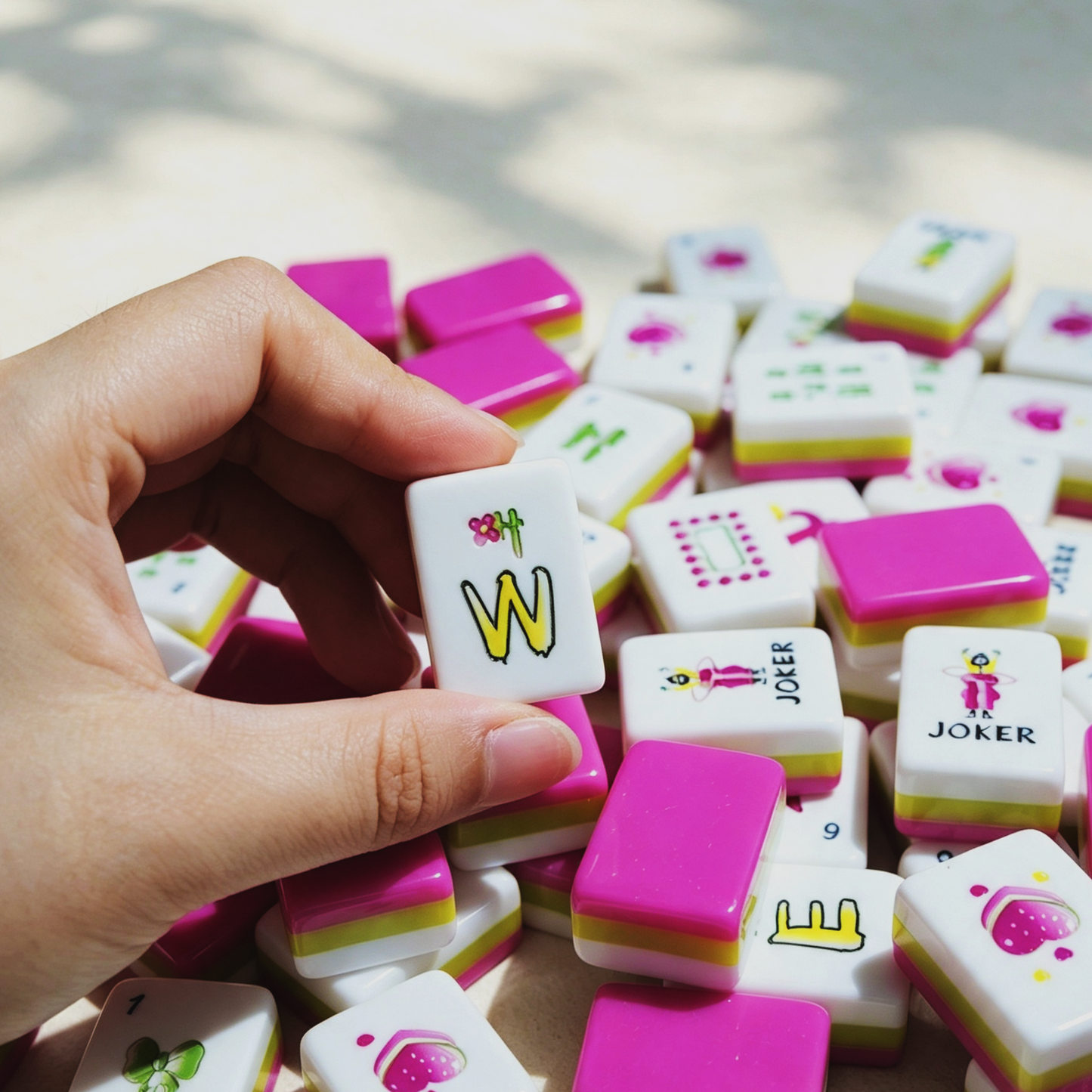 **The Sweetheart Summer Line American Mahjong Set – Fuchsia & Lime, 160 Tiles**