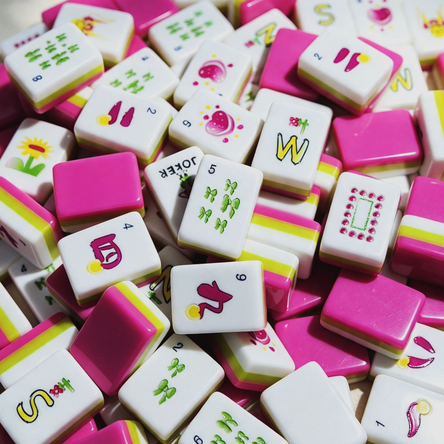 **The Sweetheart Summer Line American Mahjong Set – Fuchsia & Lime, 160 Tiles**