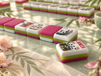 SenJoy Panda Bloom Mahjong — 160-Tile American Mahjong Set with Playful Pandas, Flowers & Bamboo