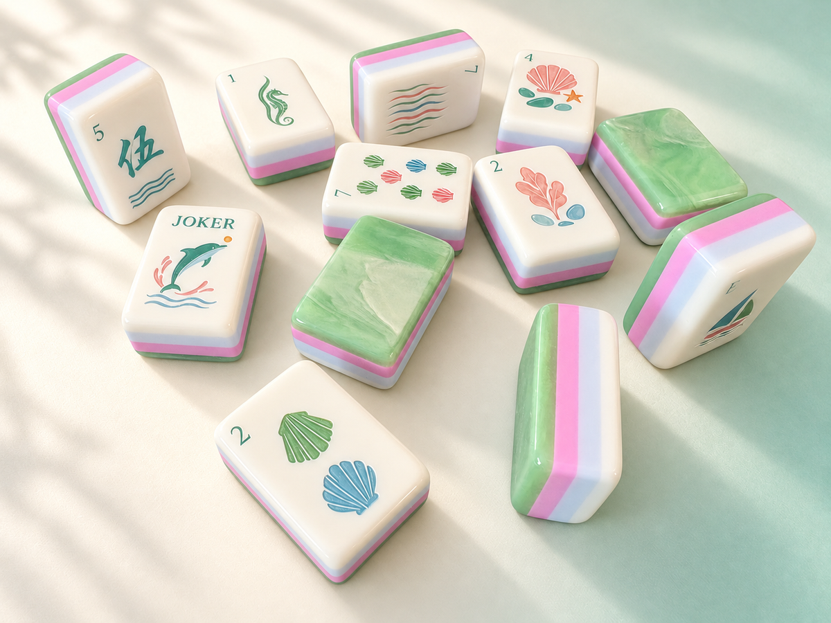 Dolphin Bay American Mahjong Set — 160 Ocean-Inspired Tiles for Serene Game Nights