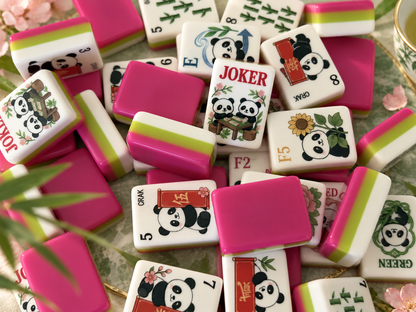 SenJoy Panda Bloom Mahjong — 160-Tile American Mahjong Set with Playful Pandas, Flowers & Bamboo