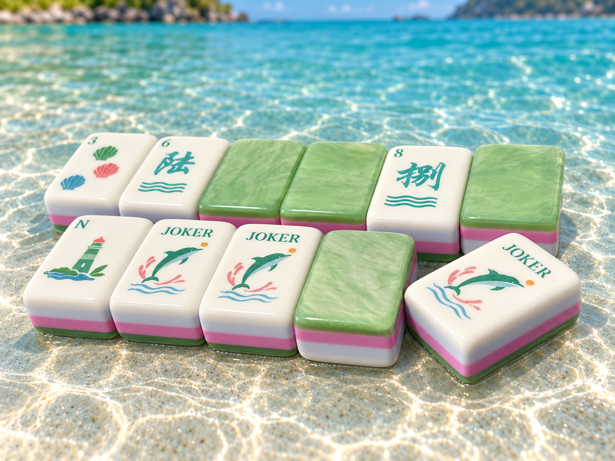 Dolphin Bay American Mahjong Set — 160 Ocean-Inspired Tiles for Serene Game Nights