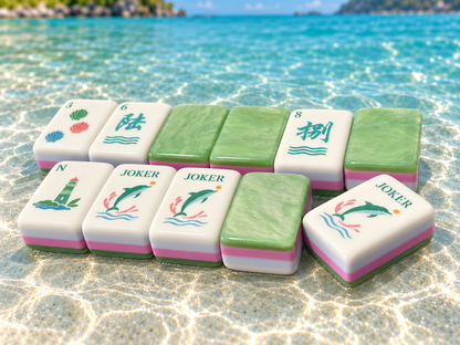 Dolphin Bay American Mahjong Set — 160 Ocean-Inspired Tiles for Serene Game Nights