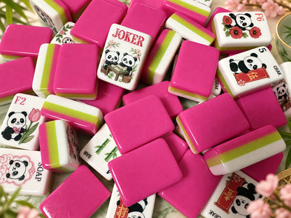 SenJoy Panda Bloom Mahjong — 160-Tile American Mahjong Set with Playful Pandas, Flowers & Bamboo